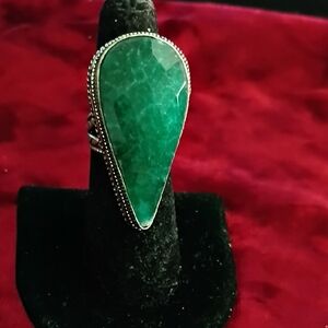 Beautiful 50ct Natural Emerald Cocktail Ring Size 6💎🤗💝